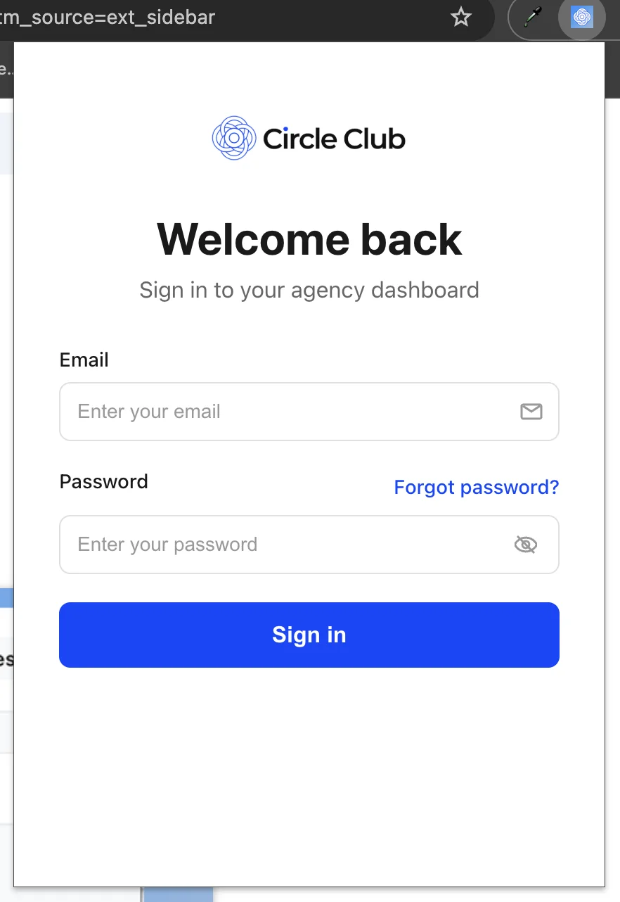 Screenshot of the Login view