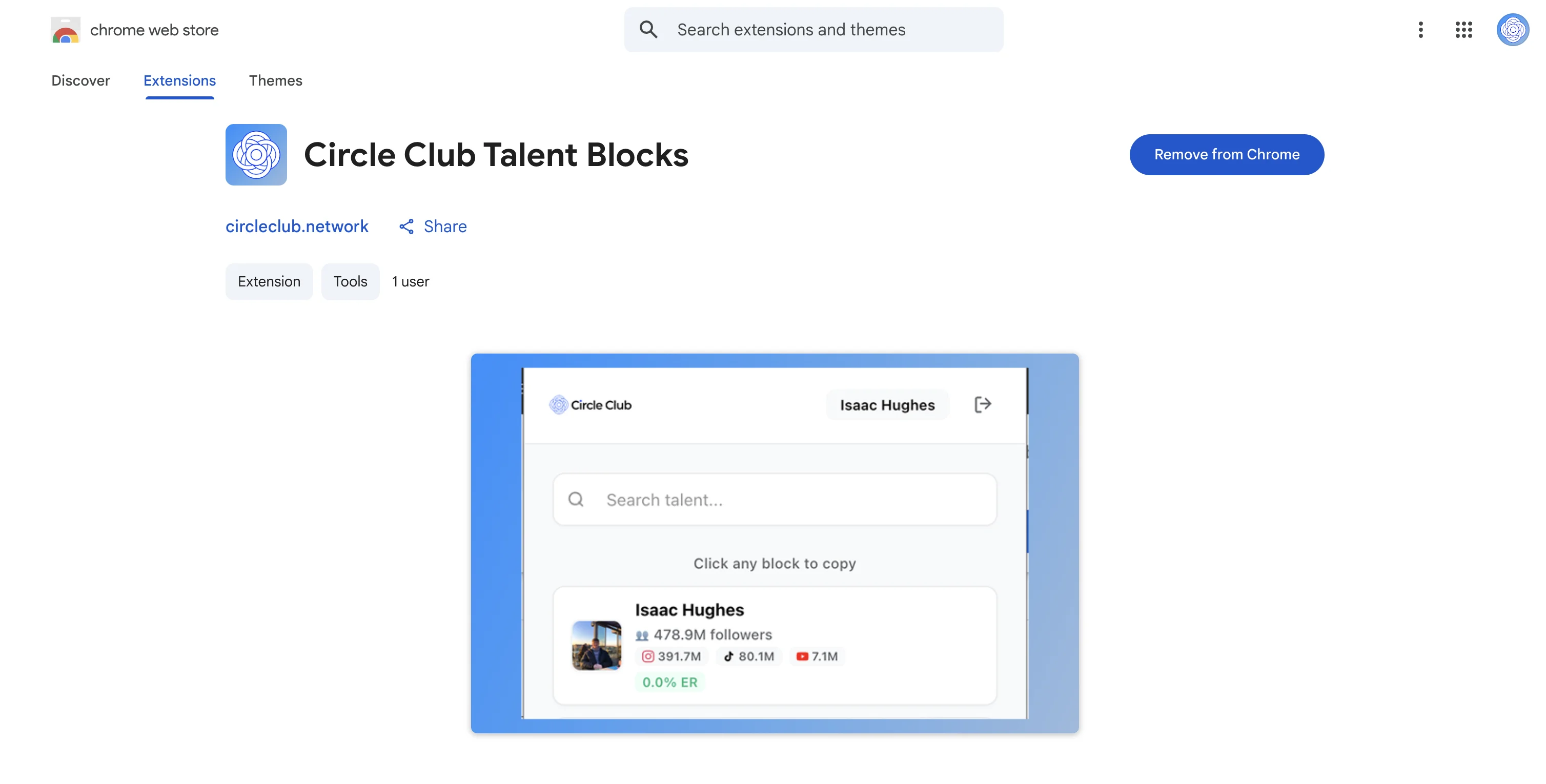 Screenshot of the Chrome Store Listing