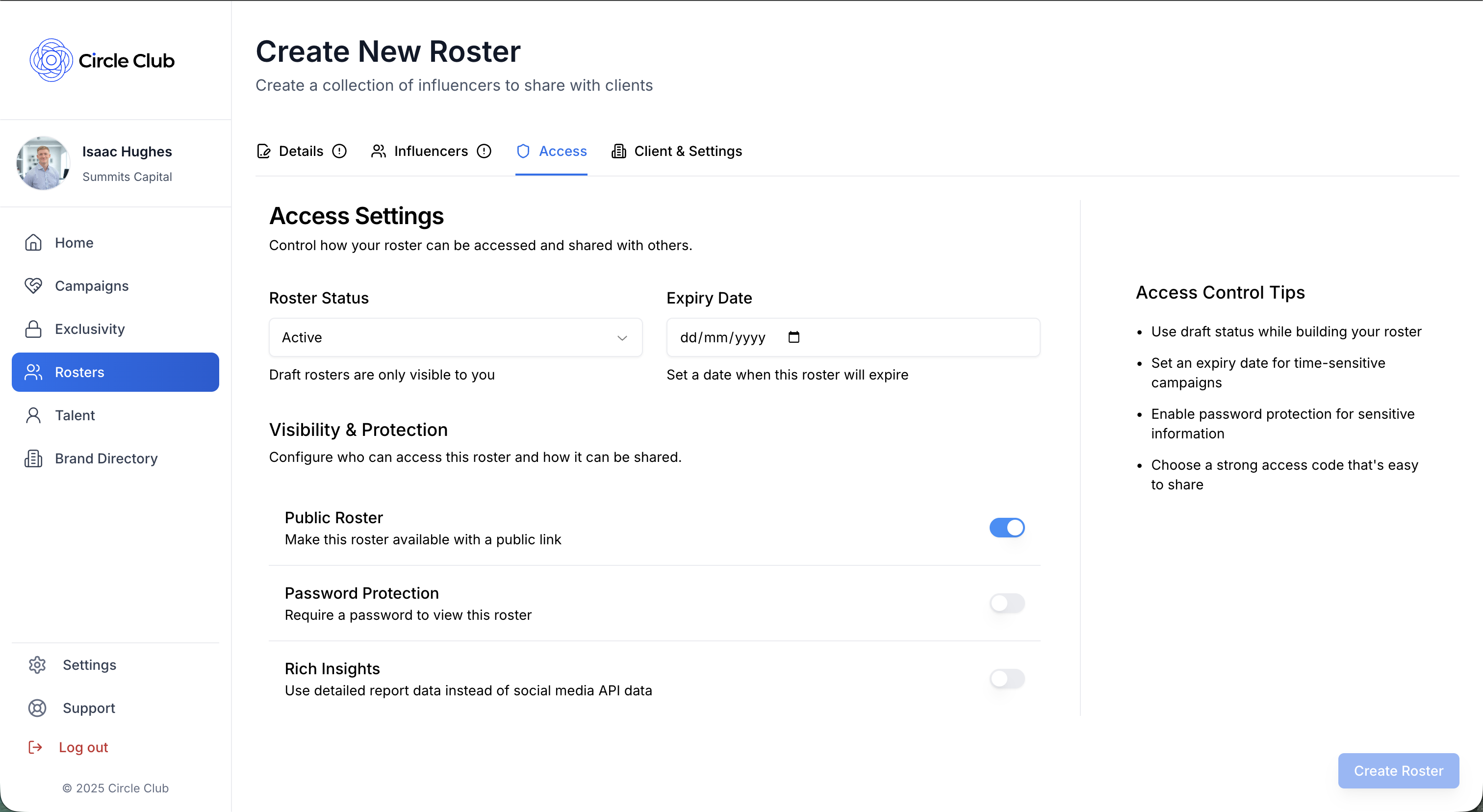 Configure Roster Access